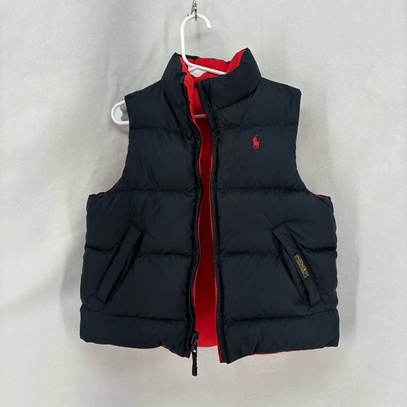 Polo Ralph Lauren Reversible Puffer Vest Boys Size 3/3T Red Black Embroidered - Picture 2 of 8